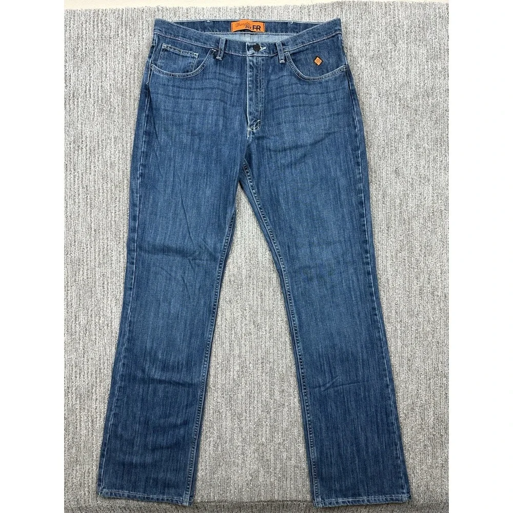 Wrangler 20X FR Jeans Relaxed Straight Leg Blue Denim Flame Resistant HRC2 36x36